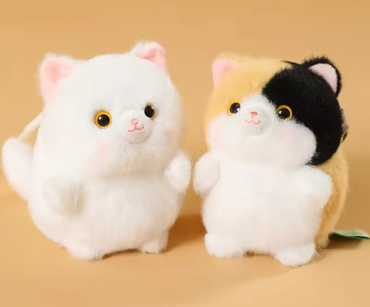 

12cm Chubby Round Cute Plush Cat Keychain Soft Squeezable Stress Relieving Stuffed Toy Kawaii Kitten Calico Cats Doll