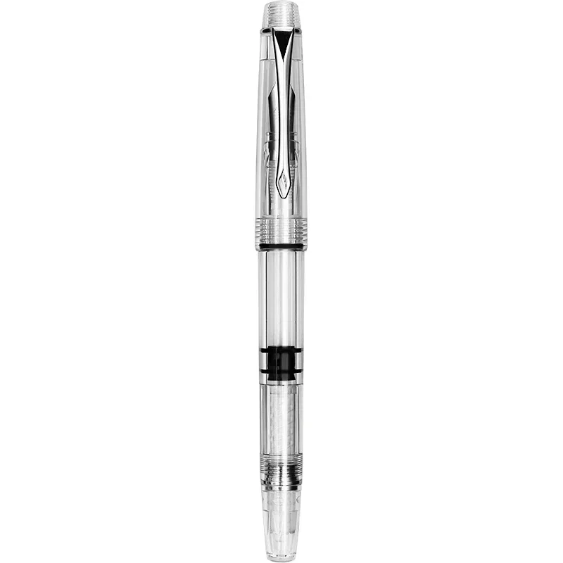 

Penbbs 494 Piston Fountain Pen Resin Fully Transparent Clear Quality EF F Nib 0.38mm 0.5mm Ink Gift Pen for Office