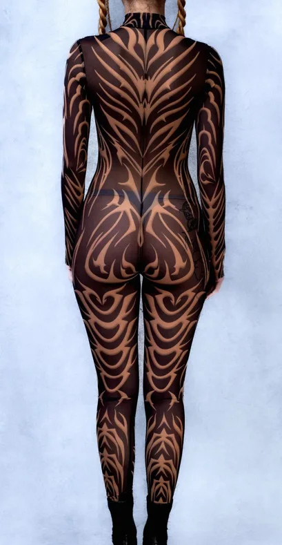 Halloween-Karneval-Party-Shows Cosplay-Bodysuit-Kostüm Dehnbarer Damen-Zentai-Outfit Farbig Diamantbedruckter Tech-Jumpsuit 2026 – Detail 23