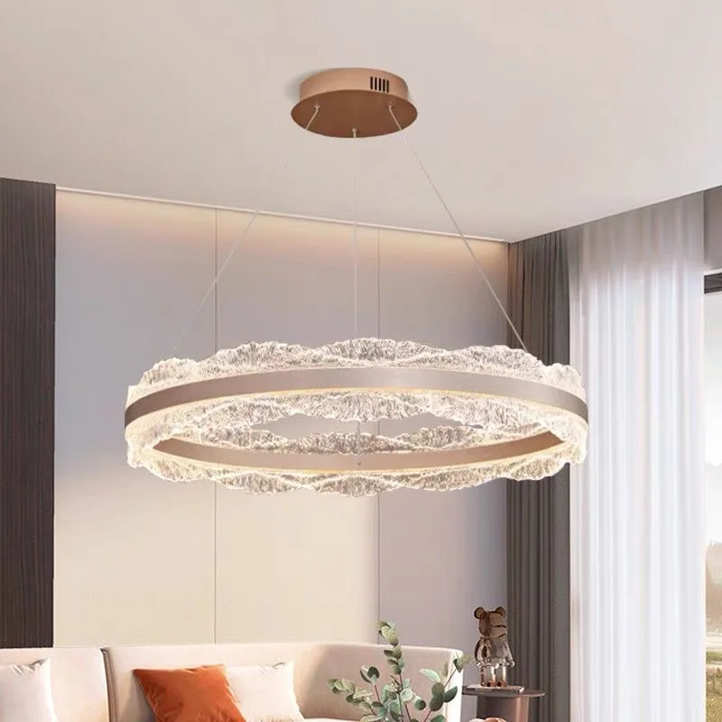 

2026 new round living room lighting high-end restaurant crystal Internet celebrity headlights