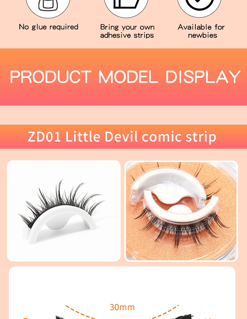 Selbst-Adhesive Falsche Wimpern Reusable Natürliche Mehrere Reversible Kleber-kostenlose Self-adhesive paar Falsche Wimpern Dropshipping – Detail 5