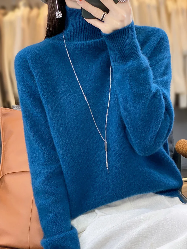2026 Autumn/Winter Women's Merino Wool Turtleneck Knitted Pullover Solid Color Basic Version Fashionable Soft Long Sleeve Top 5