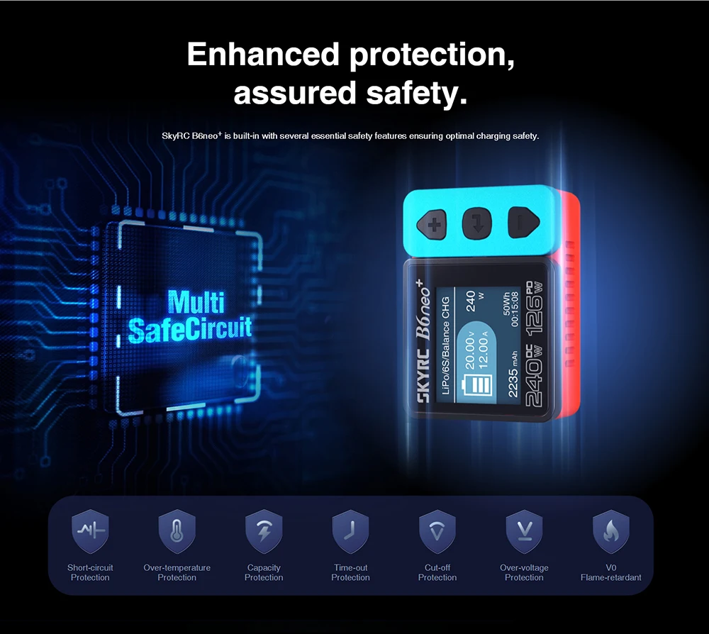 SKYRC B6neo / B6neo+ LiPo Battery Smart Balance Charger DC 200W PD 80W Input for RC Model Car Ship Boat Airplane
