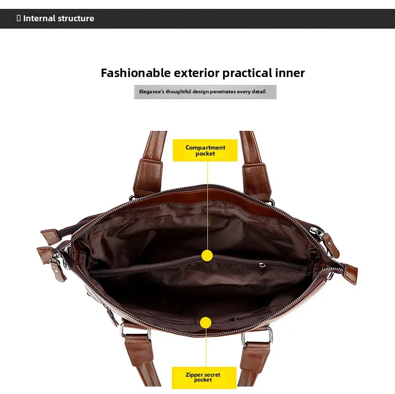 New Fashionable Men's Official Business Handbag, Men's Single-shoulder Horizontal Large-capacity Cross-shoulder Men's Bag