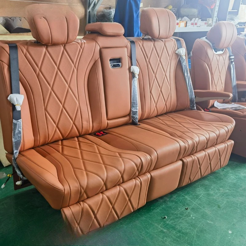 Aero Leather Sofa Bed Car Seat With Leg Support Multi Functional Reclining Van Chair for Sprinter Alphard Vito Conversion