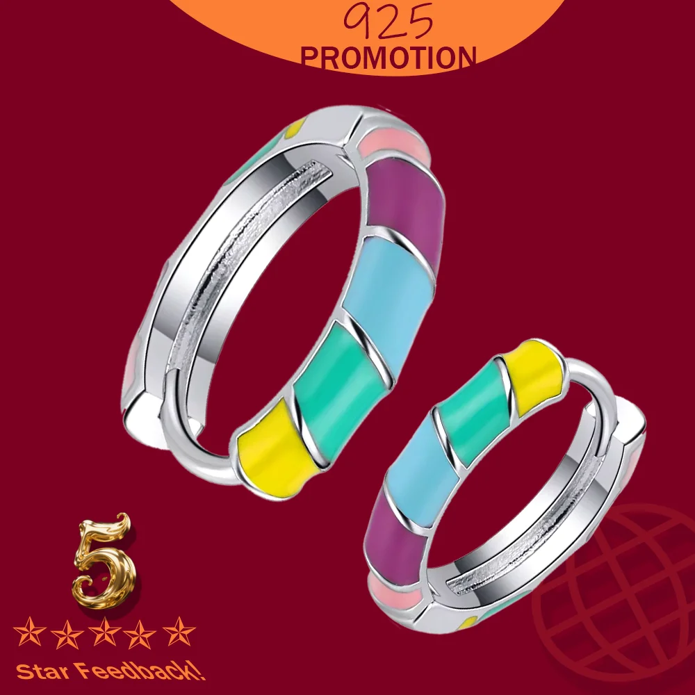 

Rainbow Zircon Ear Buckles for Women & Girls Fine Jewelry DIY Gifts Heart-Shaped Earrings Stamp 925 Sterling Silver Stackable