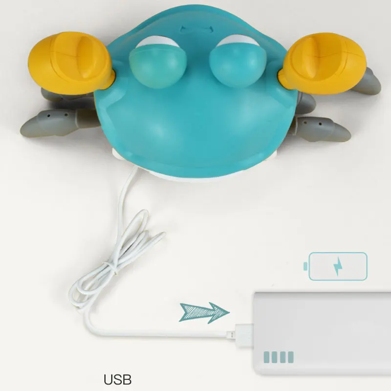 Electronic Crab Robot Interactive Animal Toy Walk With Music Electric Crab USB Charge Funny Pet For Children Birthday Gift