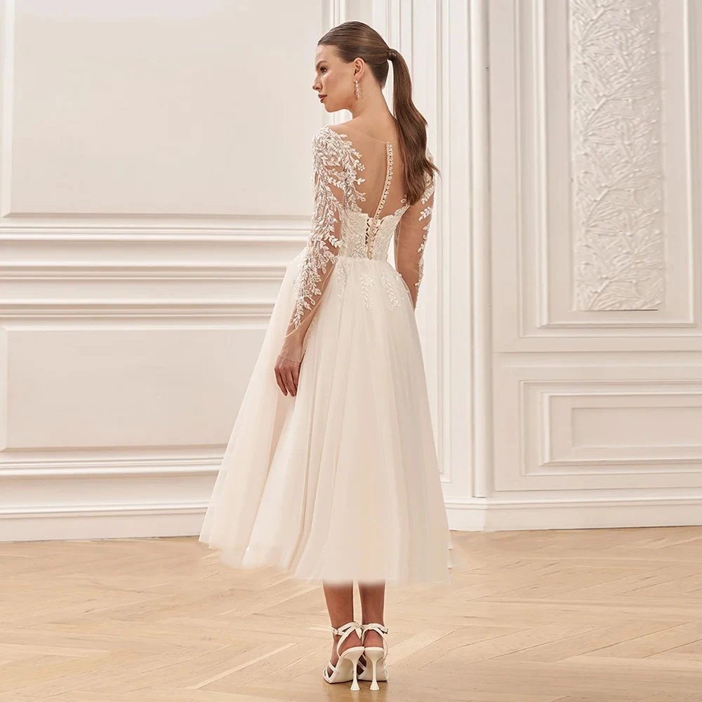 Fashion Strapless Wedding Dresses Full Sleeve Ivory Lace Bridal Gowns Court Train Vestido De Novia Exquisite New Robe De Summer