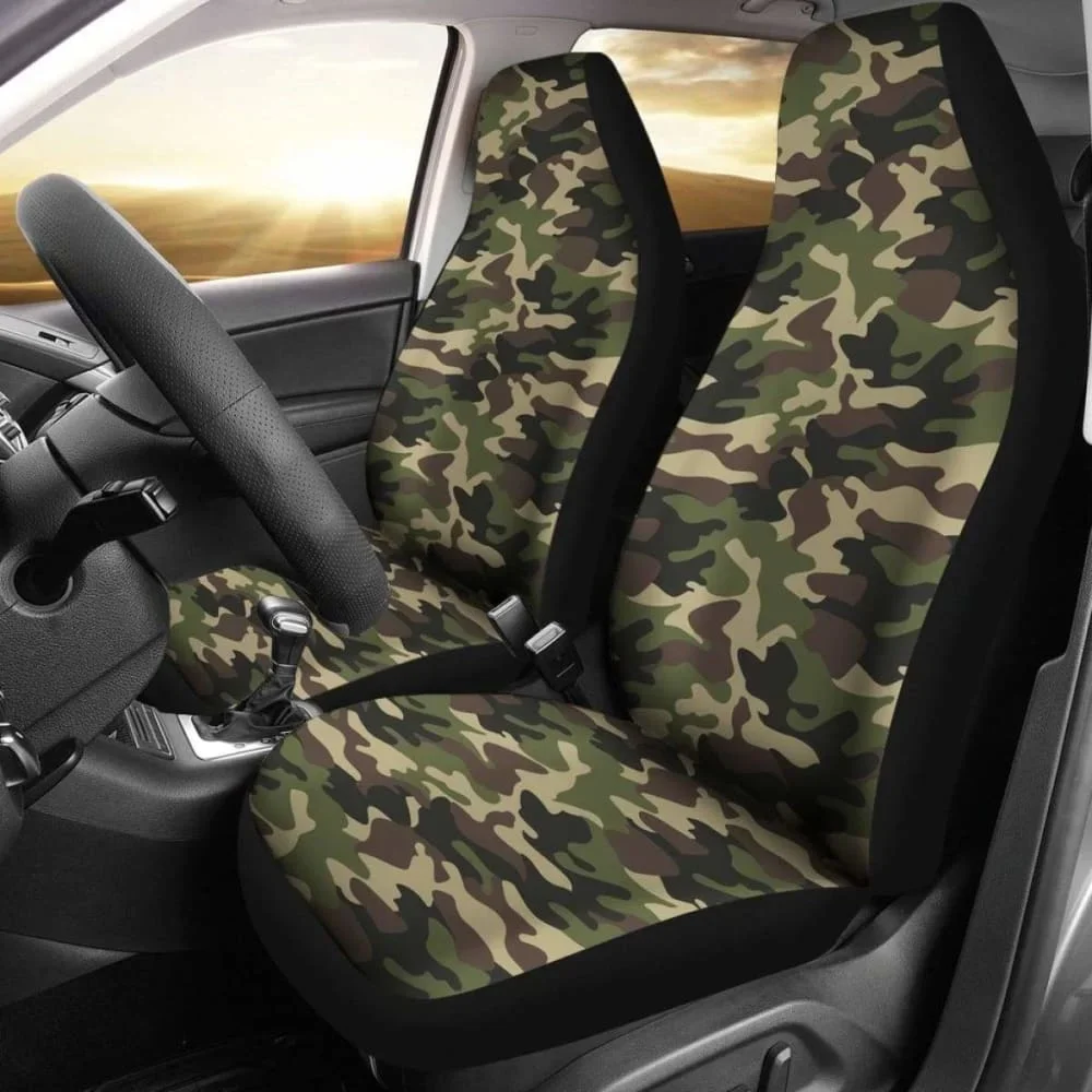 Army Camo Car Seat Cover,Pack of 2 Universal Front Seat Protective Cover