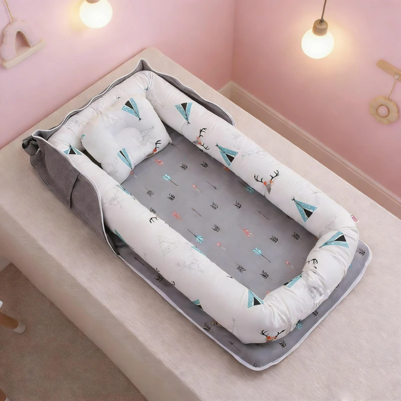 

2026 New Portable Crib Baby Sleeping Bags Single Shoulder Bag Style Baby Bed with Support Pillow