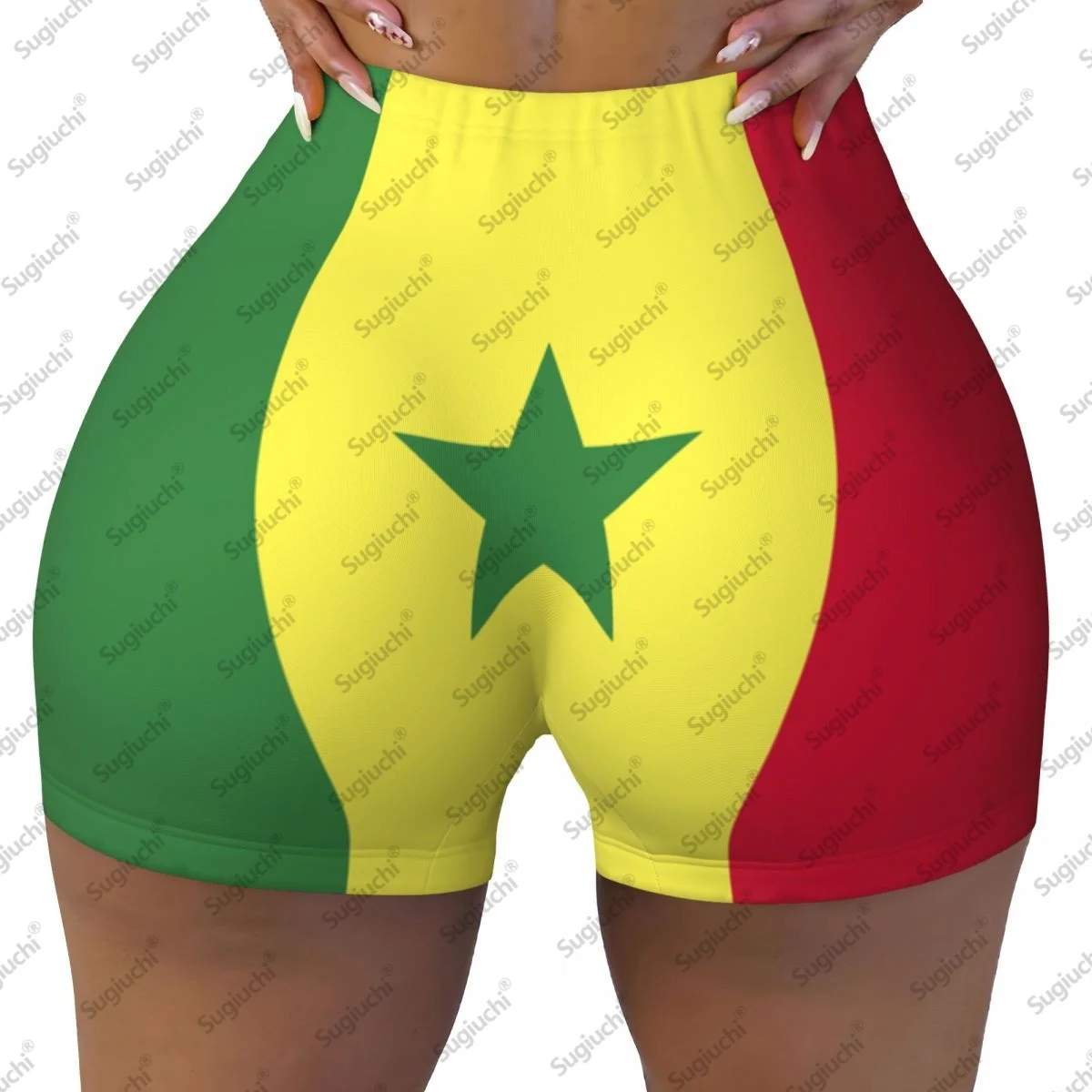 

2026 шорты для йоги с флагом Сенегала для женщин, шорты для тренировок, подтяжки ягодиц, с высокой талией, шорты для бега в тренажерном зале