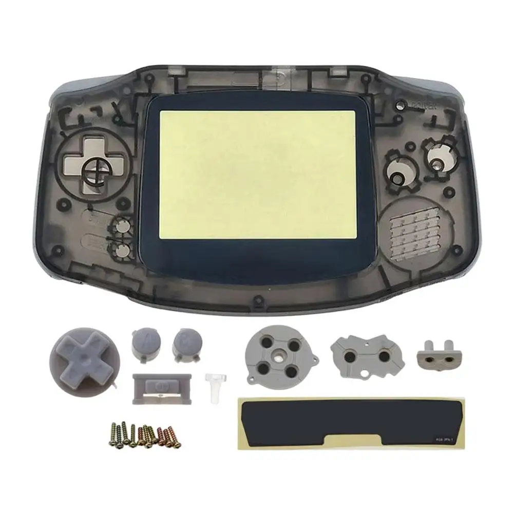 1 Conjunto de Estojo Transparente Personalizado para Game Boy Advance GBA, Carcaça Completa de Substituição, Botões, Parafusos e Kit de Faceplate
