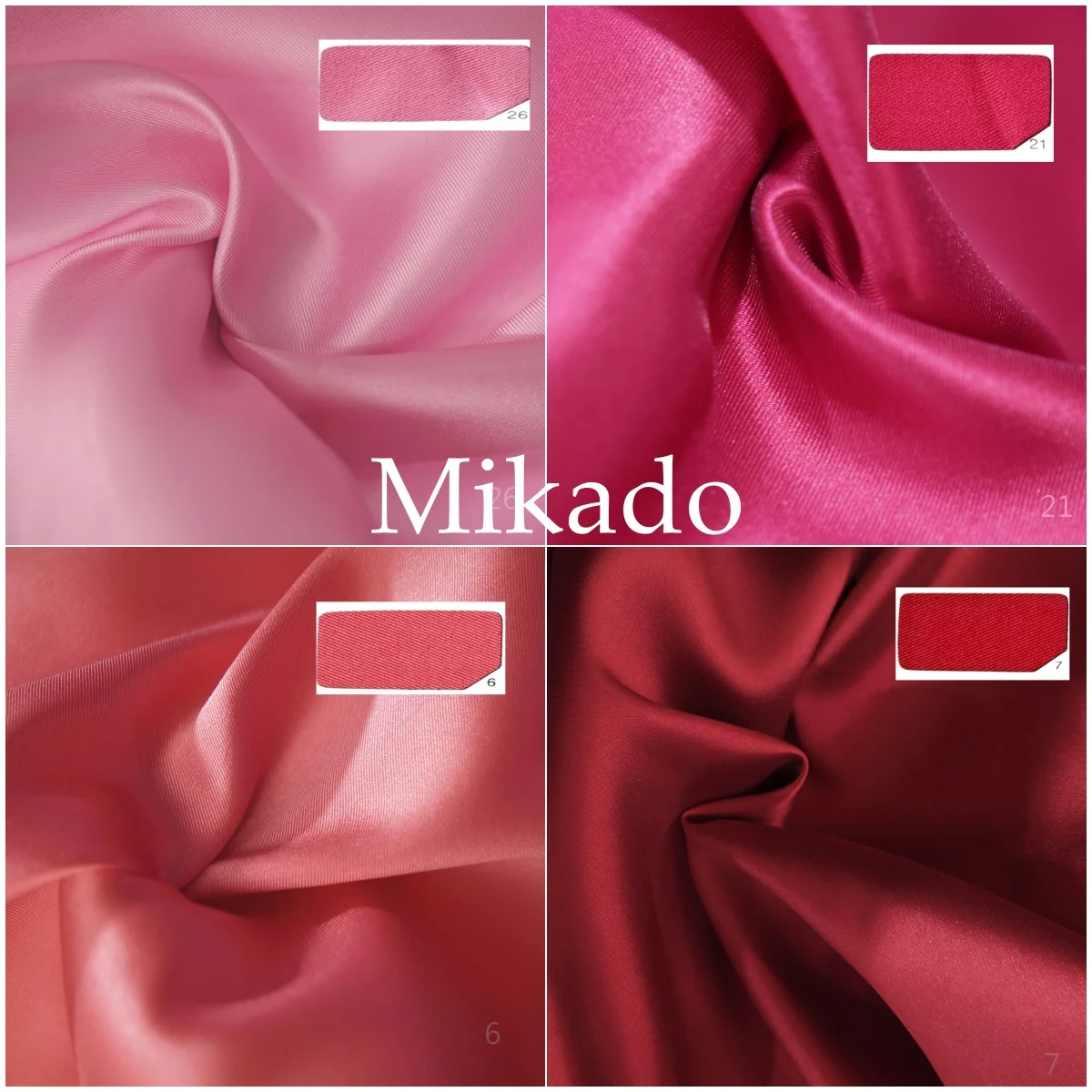 

Red and pink Mikado fabric sewn wedding satin evening dress small suit fabric twill satin stiff DIY fabric