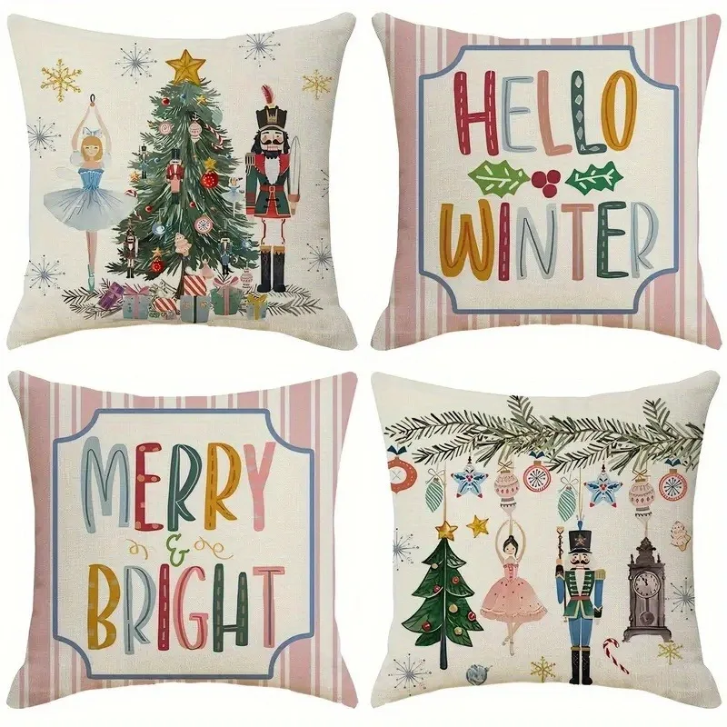 Festive Christmas Pillowcases: Hello Winter, Merry & Bright Designs! sofas, bedroom pillow covers, holiday gifts
