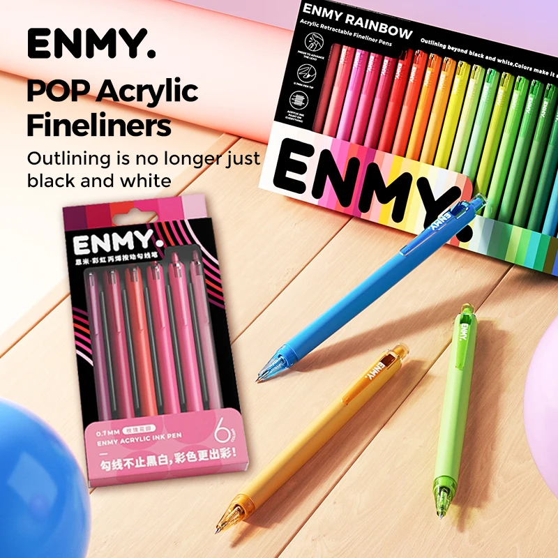 

Гелевая ручка ENMY 48, акриловая, с радужным градиентом цветов, тонкий наконечник 0,7 мм, для рисования, письма, канцелярских принадлежностей, офиса, школы