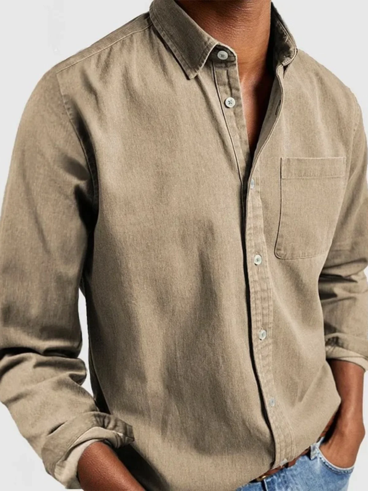 Uomo lungo Sve irt con risvolto transfrontaliero Thiened Fce autunno colore puro speciale vestibilità ampia busin casual irt