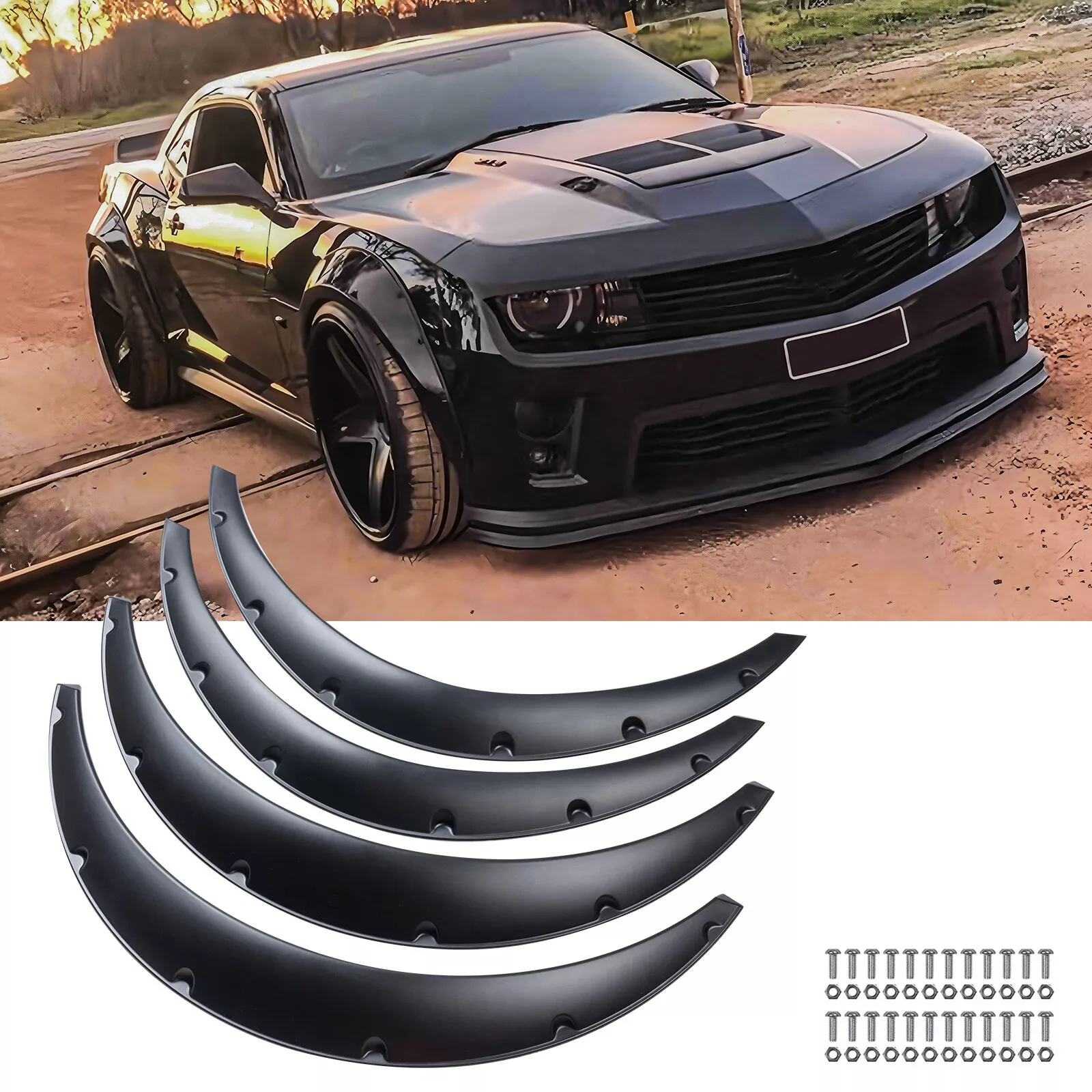 

For Chevy Camaro SS LT 32" & 35" Fender Flares Wheel Arches Widebody Mudguard