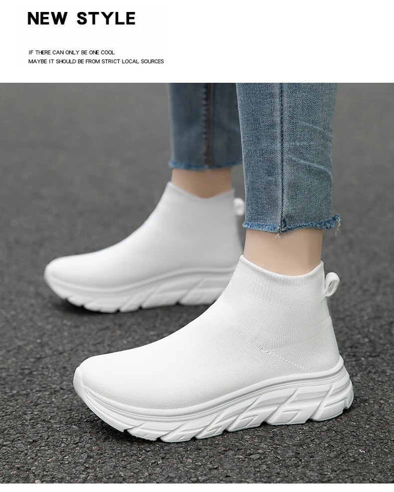 Unisex High-Top Laufschuhe für Männer und Frauen, Bequeme Atmungsaktive Strick-Sneaker, Rutschfeste Outdoor-Schuhe für Damen und Herren – Detail 10
