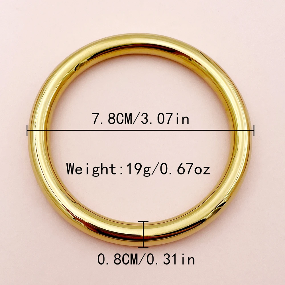 May@RZ Simple Chinese Style Stainless Steel Bracelet 14K Gold Plated Women\'s Jewelry Fashion Daily Wear Bracelet