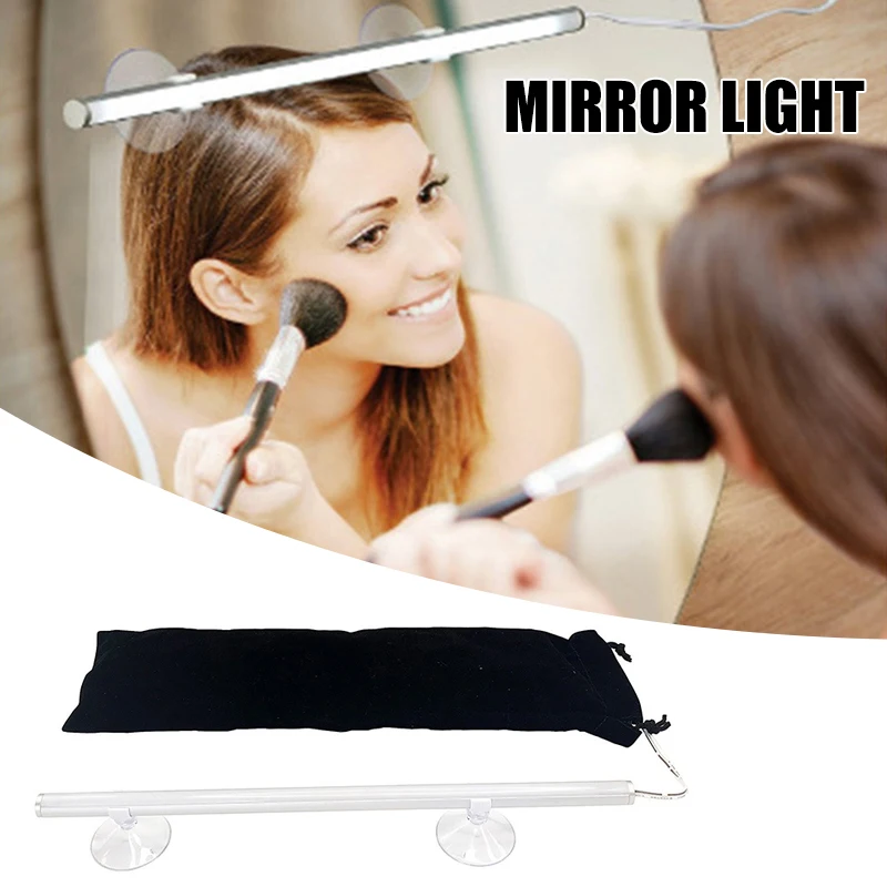 LED Mirror Light With 2 Suction Cups 29.5cm Make-up Light No Punching 6500K USB Dressing Table Mirror Light For Cabinet