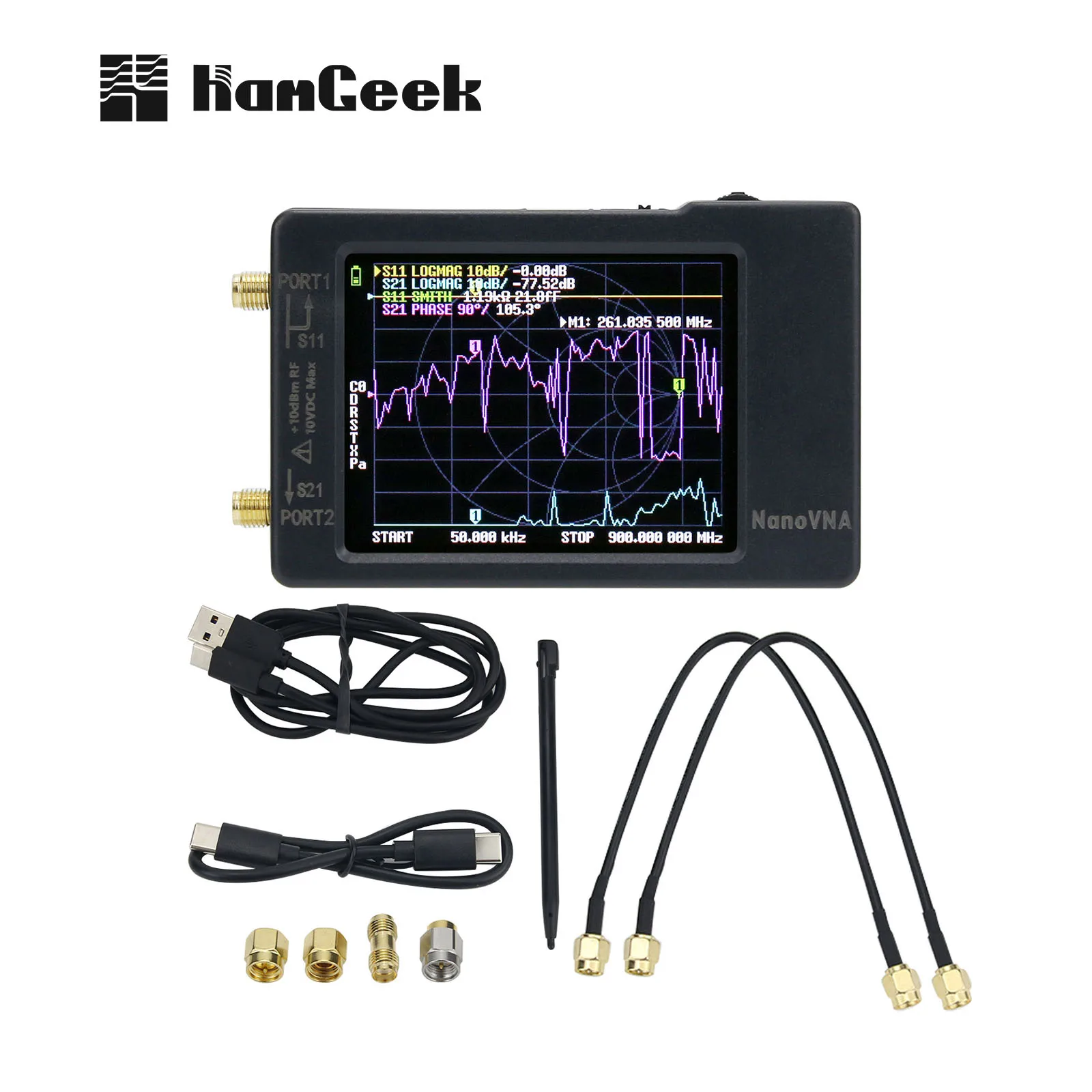 HamGeek Nanovna-H NanoVNA 50KHz-1.5GHz Very Tiny Handheld Vector Network Analyzer Antenna Analyzer MF HF VHF