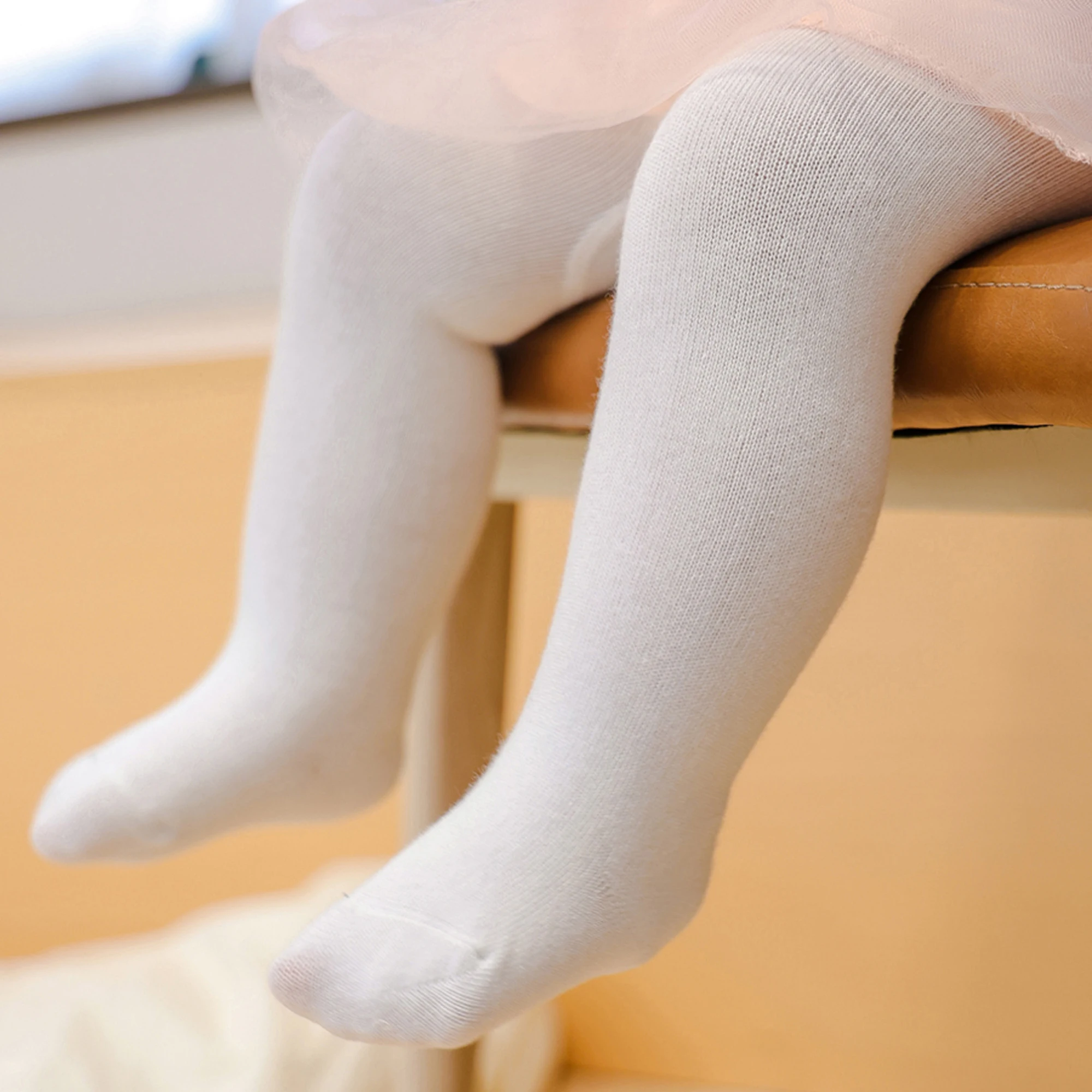 Pantimedias para niñas pequeñas, medias ajustadas de Cintura elástica de Color sólido, calcetines largos suaves informales, ropa para bebés