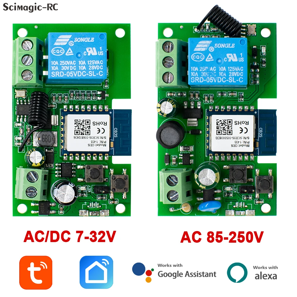 

1 Way Tuya WiFi Relay Module Remote Wireless Switch DC 7-32V AC 220V 10A Time Delay Relay Phone APP Control For Smart Home Alexa