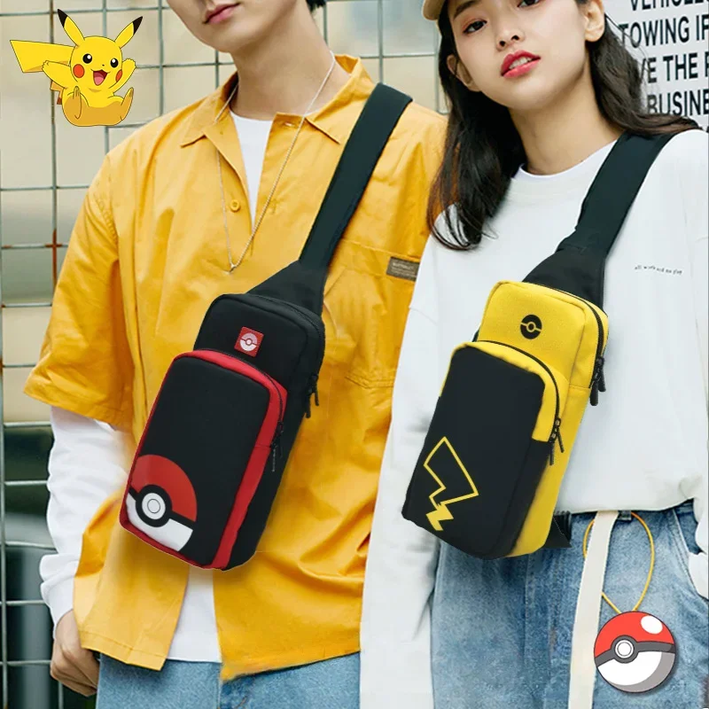 Pokemon Pikachu Crossbody Storage Chest Bag For Nintendo Switch Oled Travel Carry Case NS Lite Game Console Dock Backpack Pouch