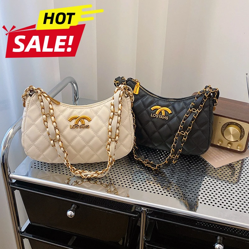 

Xiaoxiangfeng high-end texture diamond grid small bag for women 2025 new small square bag retro chain single shoulder armpit bag