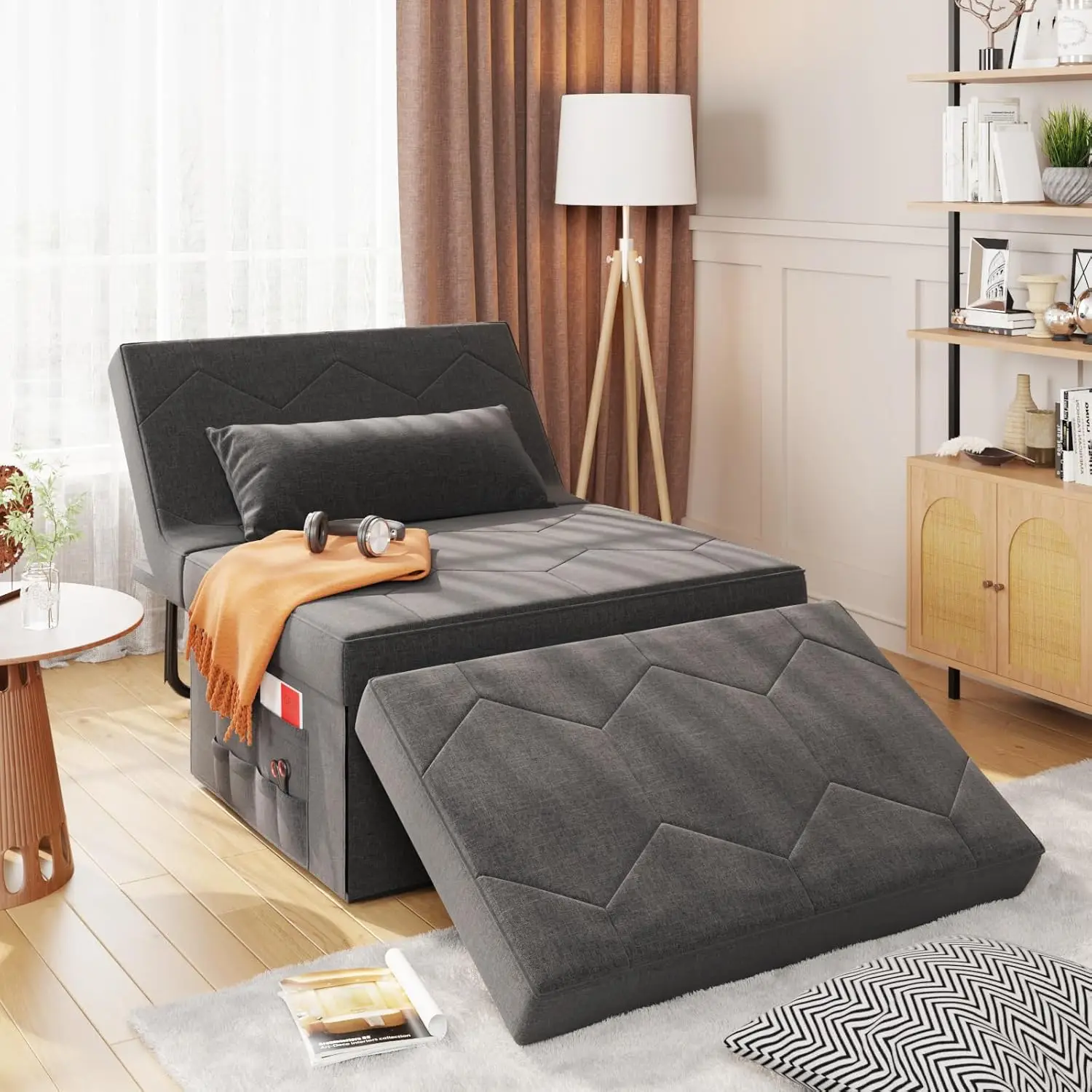 4 in 1 Sleeper Chair, Convertible  Sofa with Hide a Bed Chair, Sleeper Chairs for Adults, Ottoman Bed