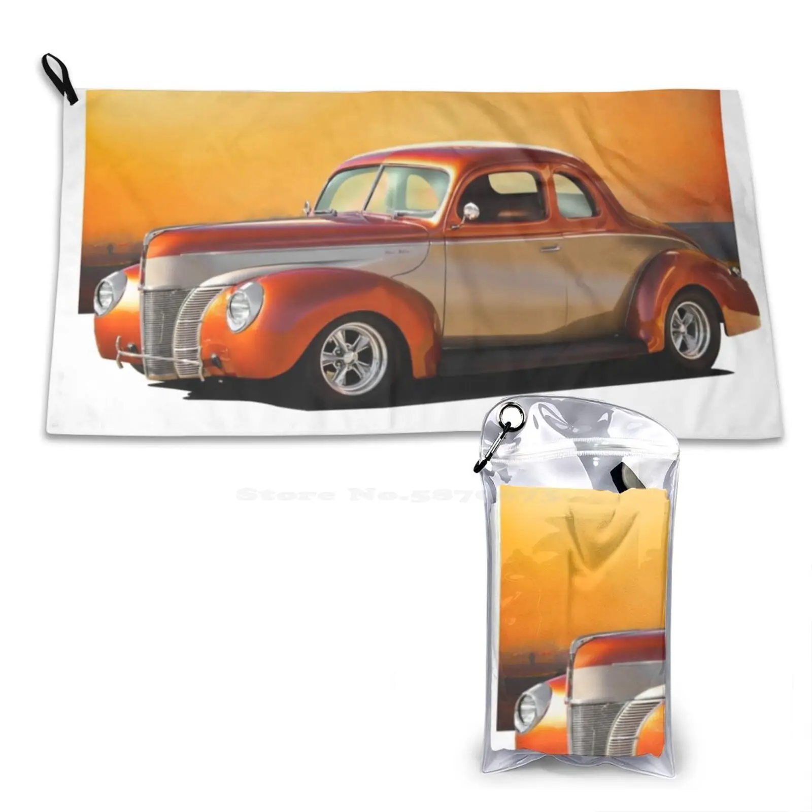 1940 Deluxe Coupe 3D Print Pattern Towel Soft Towel 1940 Deluxe Coupe Custom Wheels Paint Automobile Automotive Car