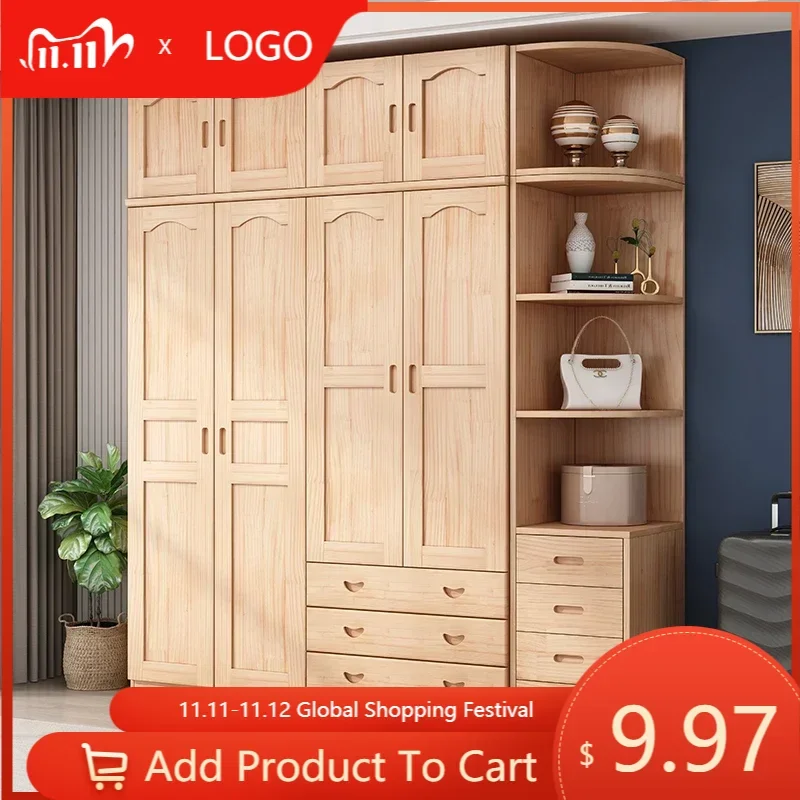 

Luxury Bedroom Wood Wardrobe Queen Size Minimalist Cabinet Storage Wardrobes Shelf Drawers Armario Ropero Dormitorio Furniture