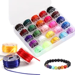 25rolls/Box 0.8mm Flat Elastic Bracelet String Cord Jewelry Bracelet Necklace Crystal String Cord 5m/roll Mixed Color