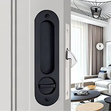 Sliding Barn Door Locks Invisible Door Handle with 3 Keys for Wooden Pocket Door Furniture Hardware 6.81 inches