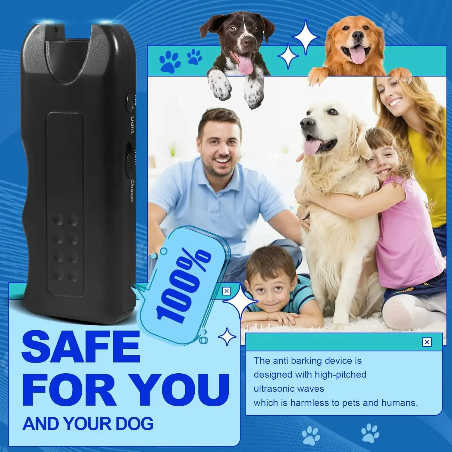 LED ultrasonic double head dog repellent Double horn convenient dog training device Barking dog anti-barking device