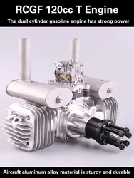 VVRC RCGF 120cc Twin Cylinder Petrol/Gasoline Engine Dual Cylinder with Muffler/Igniton/Spark Plug for RC Model Airplane