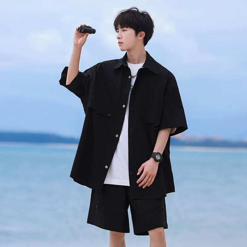 New Summer Men's T Shirts Shorts Set Casual Loose Trend Comfortable Daily Short Sleeve Shorts Beach Suit