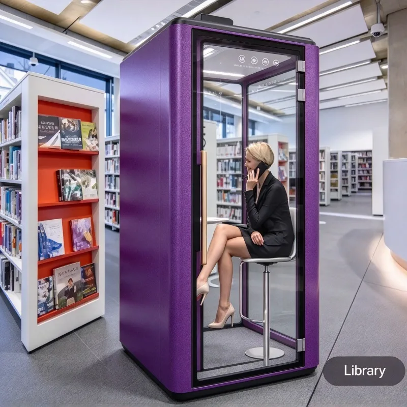 Ergonomic Acoustic Pod Soundproof Booth Silent Cabin with Desk Ventilation for Home Office Study Recording Phone Call Privacy