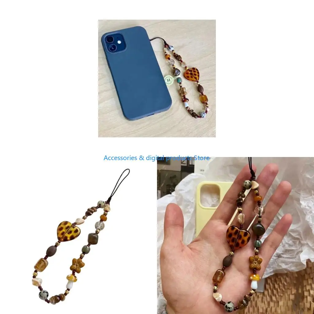 77JD Women Girls Cellphone Pendant Hanging Cord Beaded Telephone Strap Jewelry Chain