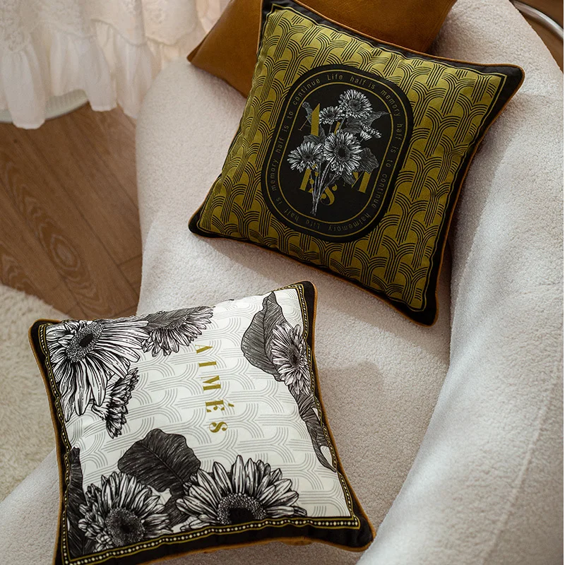 Light Luxury Short Plush Pillow Cover American Retro Style Home Decor Items Apply to Decorative Cushions Sofa Dakimakura 45x45
