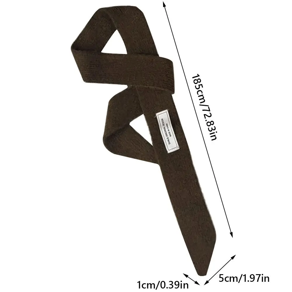 Y2K وشاح محبوك بلون سادة من الصوف الناعم أوشحة طويلة ضيقة لتدفئة الرقبة للنساء