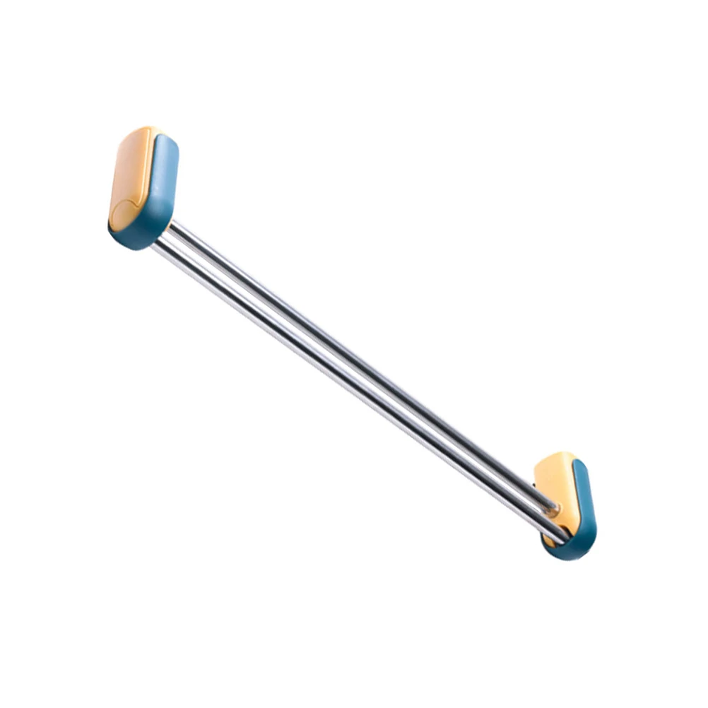 

1pc Double Bar Towel Rack Bathroom Wall Mounted Stainless Steel 201 ABS Material Retractable Storage Stand Household Shelf