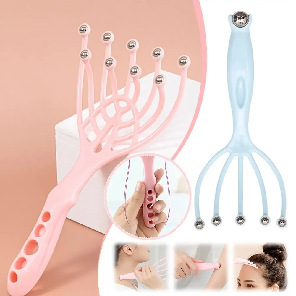 5/9 Claws Head Massager Comb Multi-Functional Scalp and Stress Relief Tool Steel Ball Hand Held Relax Spa for Head, Neck