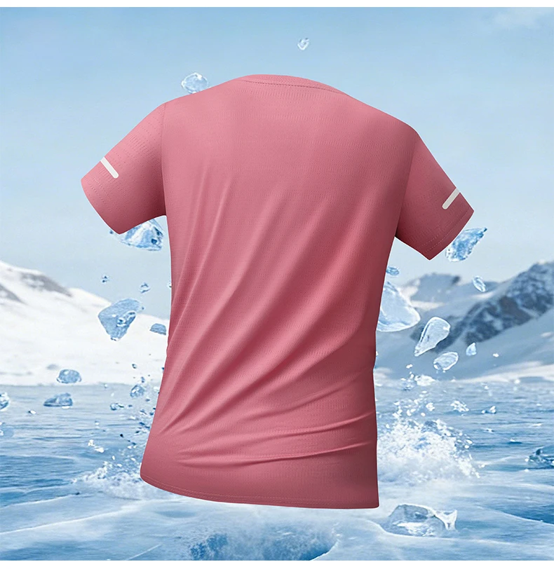 Sommer-Kurzarm-T-Shirt für Herren und Damen, dünnes, atmungsaktives, schnelltrocknendes Sport- und Freizeit-T-Shirt aus Eisseide – Detail 9