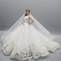 1/6 Doll Luxury Dresses DIY Tutu Dress For 29CM Princess Doll Bridal Tulle Wedding Dresses Clothing Long Tail Dress