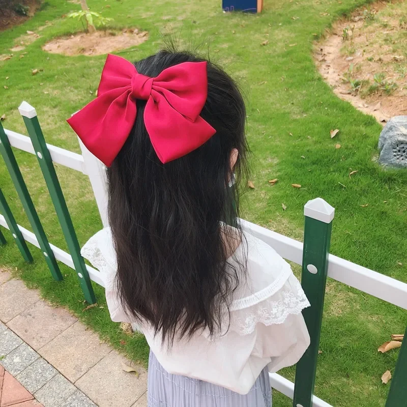 Mode Einfarbig Satin Band Grips Große Große Schleife Haarnadel Für Frauen Mädchen Trendy Haar Clip Nette Haarspange Haar Zubehör – Detail 10