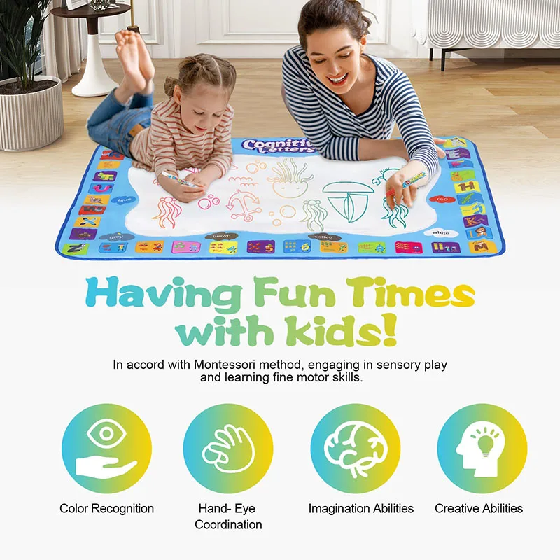 Toile d'eau magique pour enfants, planche de Graffiti, mains Non sales, tapis de peinture à l'eau coloré réutilisable, jouet Puzzle pour bébé
