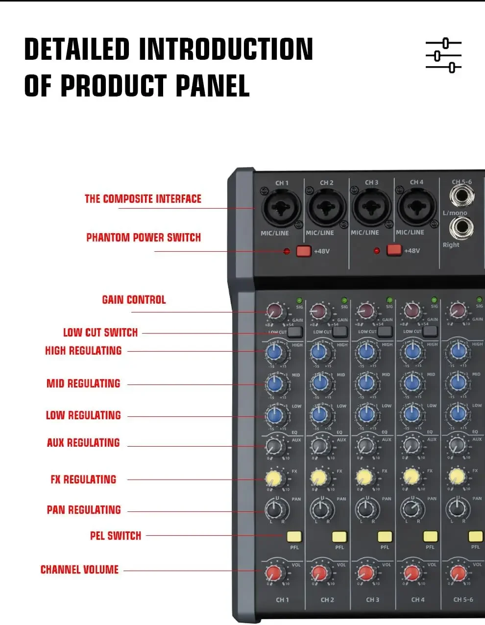 99 DSP Professional Digital Audio Mixer 10 Channel DJ Mixer for Karaoke Music Computer Recording