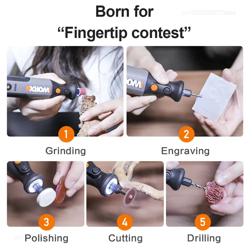 Worx WX106 Rotary Tool 8V Cordless Mini Drill Engraving Grinding Polishing Machine USB Charger Variable Speed Power Tools Set