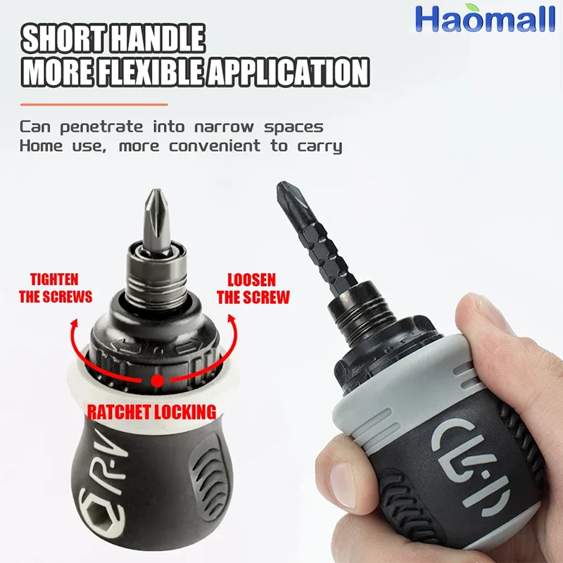 Mini Ratchet Screwdriver Rotating Handle Set Telescopic Detachable Multi Shaped Short Handle Cross Triangle Head Repair Tool